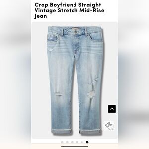 Crop Boyfriend Straight Vintage Stretch Mid-Rise Jean, size 24 new with …
